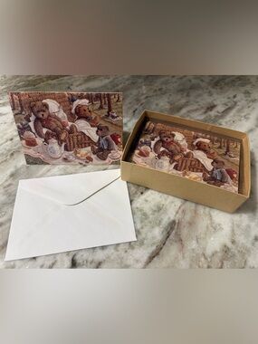🧸 Vintage 1996 Blank Notes Cards “Bears Picnic” Cottagecore Crown Point Graphics